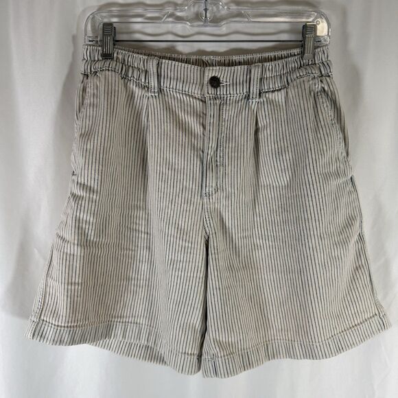 Aerie Chino Shorts Women's Small White Striped 7" Inseam Button Zip Cotton Blend - Picture 1 of 9